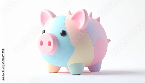 Adorable pastel rainbow pig financial savings bank with a cute design, symbolizing a bright future for money management and secure investments
