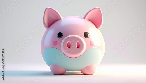 Charming cartoon piggy bank in vibrant pink and soft blue hues, symbolizing financial growth, secure savings, and a delightful approach to personal investment strategies for a brighter future