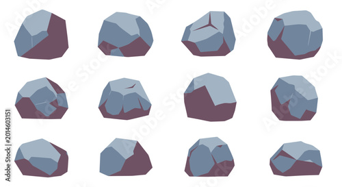Photos Collection of Cartoon Rocks, Stones, Pebbles - Flat Design Elements