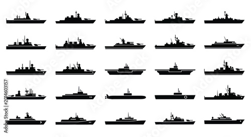 Foto Collection of Warships Silhouettes: Navy Vessels, Aircraft Carrier, Destroyer, S