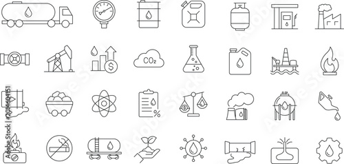 Cuadro en lienzo Oil and Gas icon set
