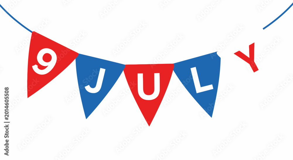Obraz premium Red and Blue Bunting Flags Spell Out 