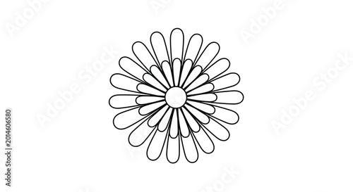 Bild auf Leinwand Stylized black flower outline with a circular center and radiating petal shapes