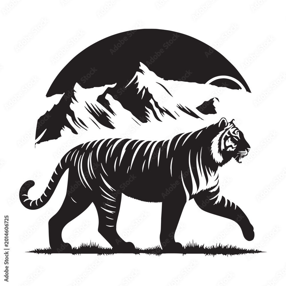 Fototapeta premium tiger majestic fierce wild animal jungle striped power full hunting roaring endangered carnivore nature safari orange black wild life strength forest beast fast animal fearless animal.