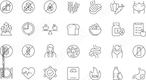 Cuadro en lienzo Nutrition icon set