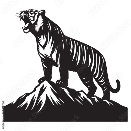 Canvas Print tiger majestic fierce wild animal jungle striped power full hunting roaring endangered carnivore nature safari orange black wild life strength forest beast fast animal fearless animal