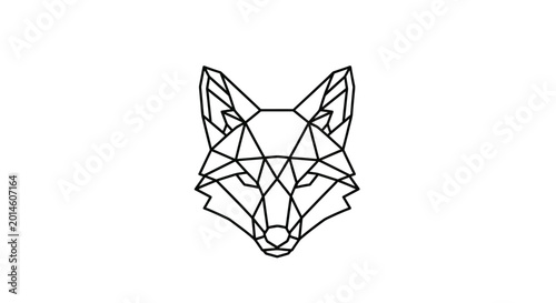 Geometric fox head illustration with sharp lines and angles on a white background