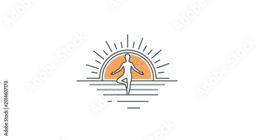 Bild auf Leinwand Yoga Pose at Sunrise Illustration.