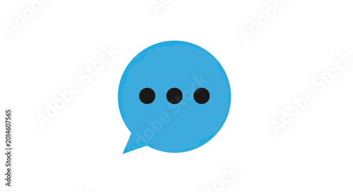 Foto A blue speech bubble with three black dots inside, signifying a pause or continu