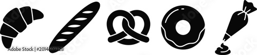 Photos Black bakery icons on white background