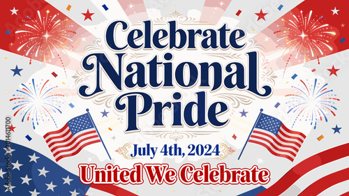 Foto Celebrate National Pride on July 4th, 2024 with Fireworks and American Flags