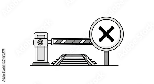 Foto Closed road barrier with sign.