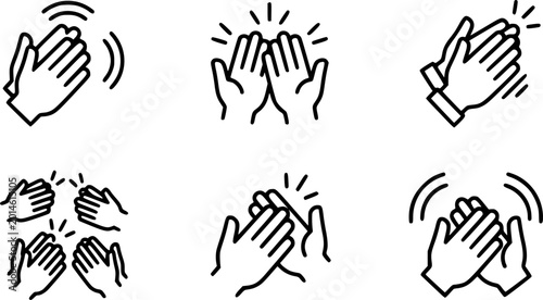 Clap icons illustration, editable stroke, flat design style isolated on white

