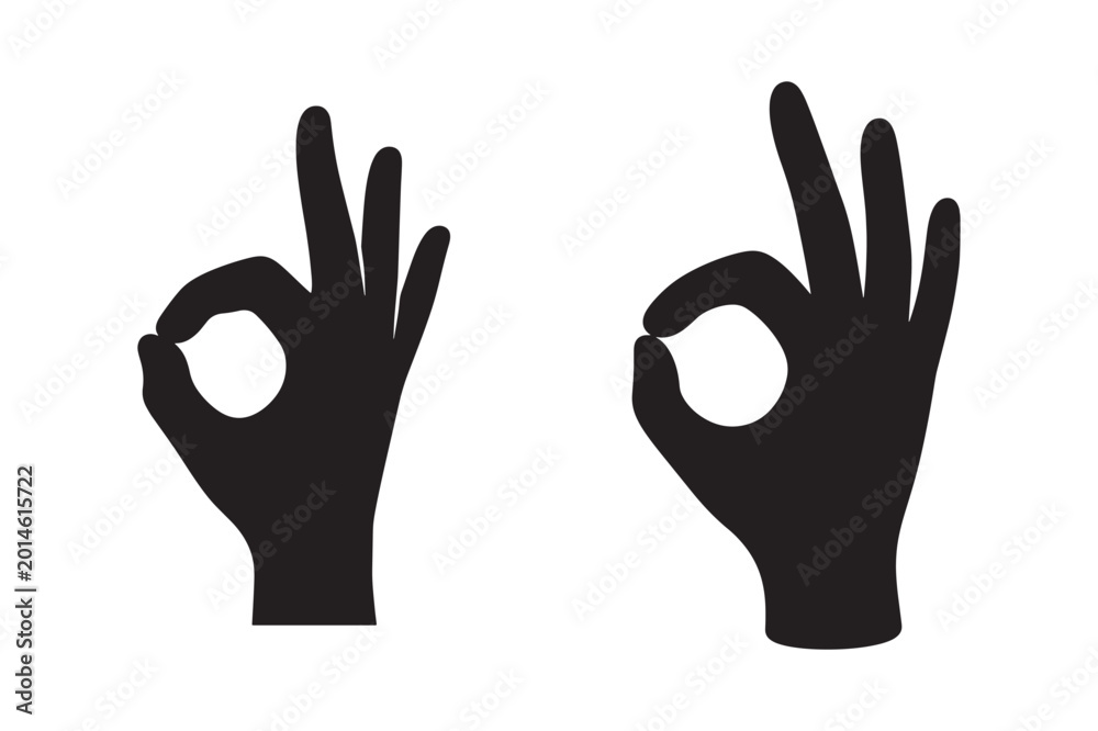 Obraz premium OK Hand Gesture Approval Sign Flat Vector Icon