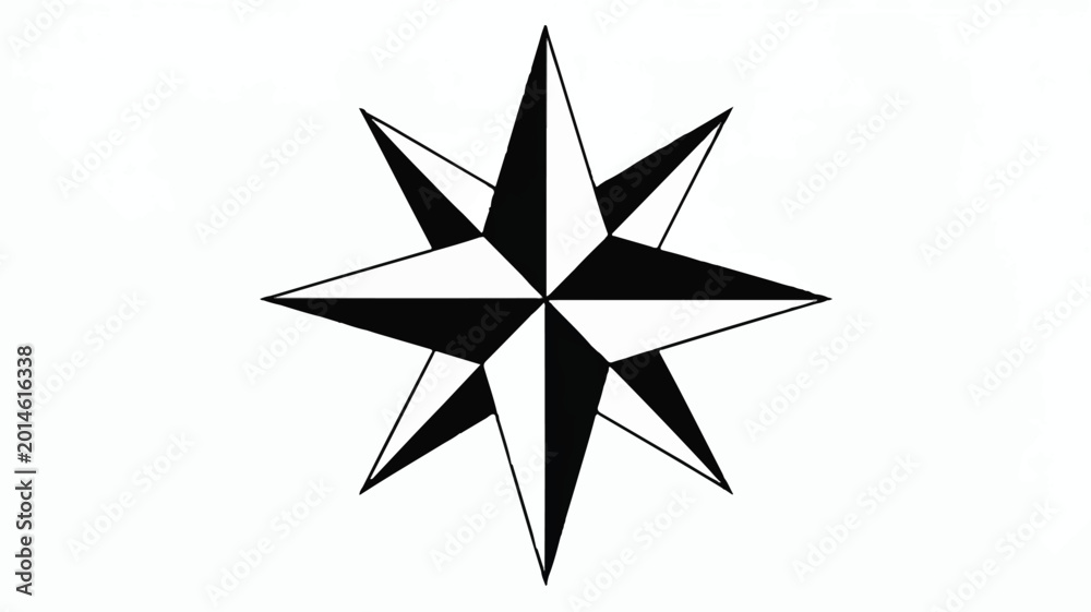 Obraz premium A black and white illustration of a star shape