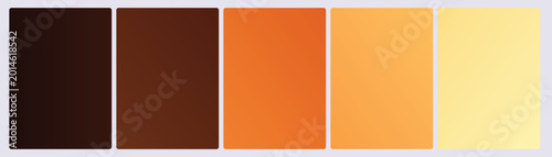 Bild auf Leinwand Set of five sunset blaze gradient cards in dark brown sienna burnt orange amber
