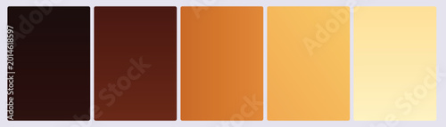 Canvas Print Set of five sunset bronze gradient cards in dark umber sienna copper orange gold