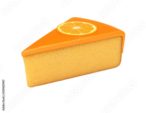 Slice of Orange Cake with Orange Slice Garnish