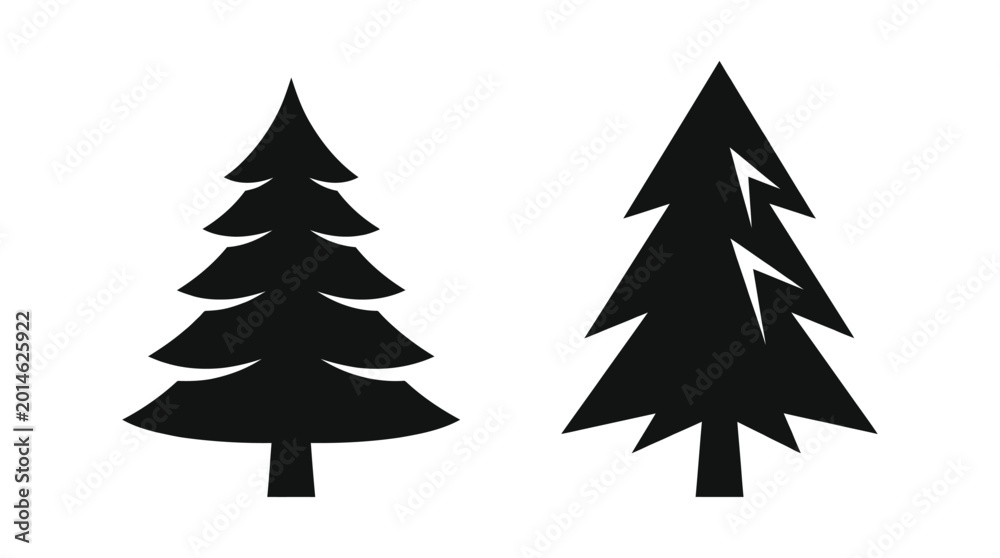 Fototapeta premium Pine tree silhouettes on a white background