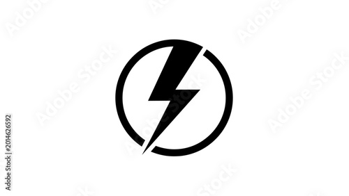 Free Download A bold black lightning bolt symbol inside a partial circle - GFXLoad