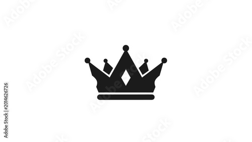 Quadro em tela Simple black silhouette of a regal crown with pointed peaks and a diamond shape