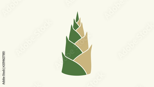Foto Minimalist graphic of a green and tan bamboo shoot