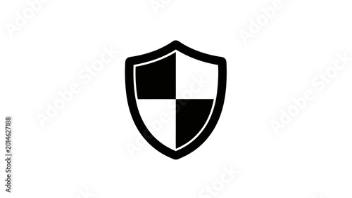 A black and white shield emblem with quarters divided by a cross Free Download A black and white shield emblem with quarters divided by a cross - GFXLoad