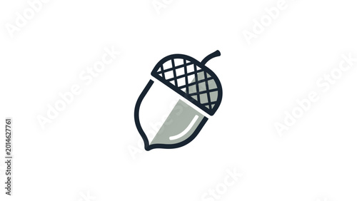 Stylized outline of an acorn with segmented colors and a textured cap