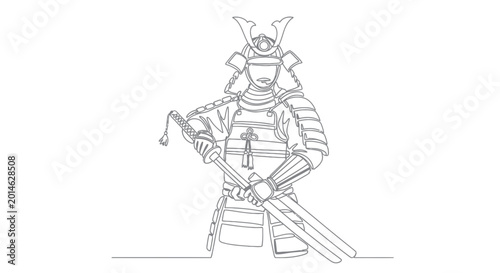 Canvastavla Samurai warrior, historical Japanese warrior, warrior with katana sword, minimal