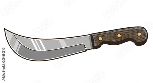 Tableau sur toile Curved Machete Blade with Wooden Handle