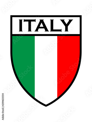Italy national flag colors on a shield icon with 