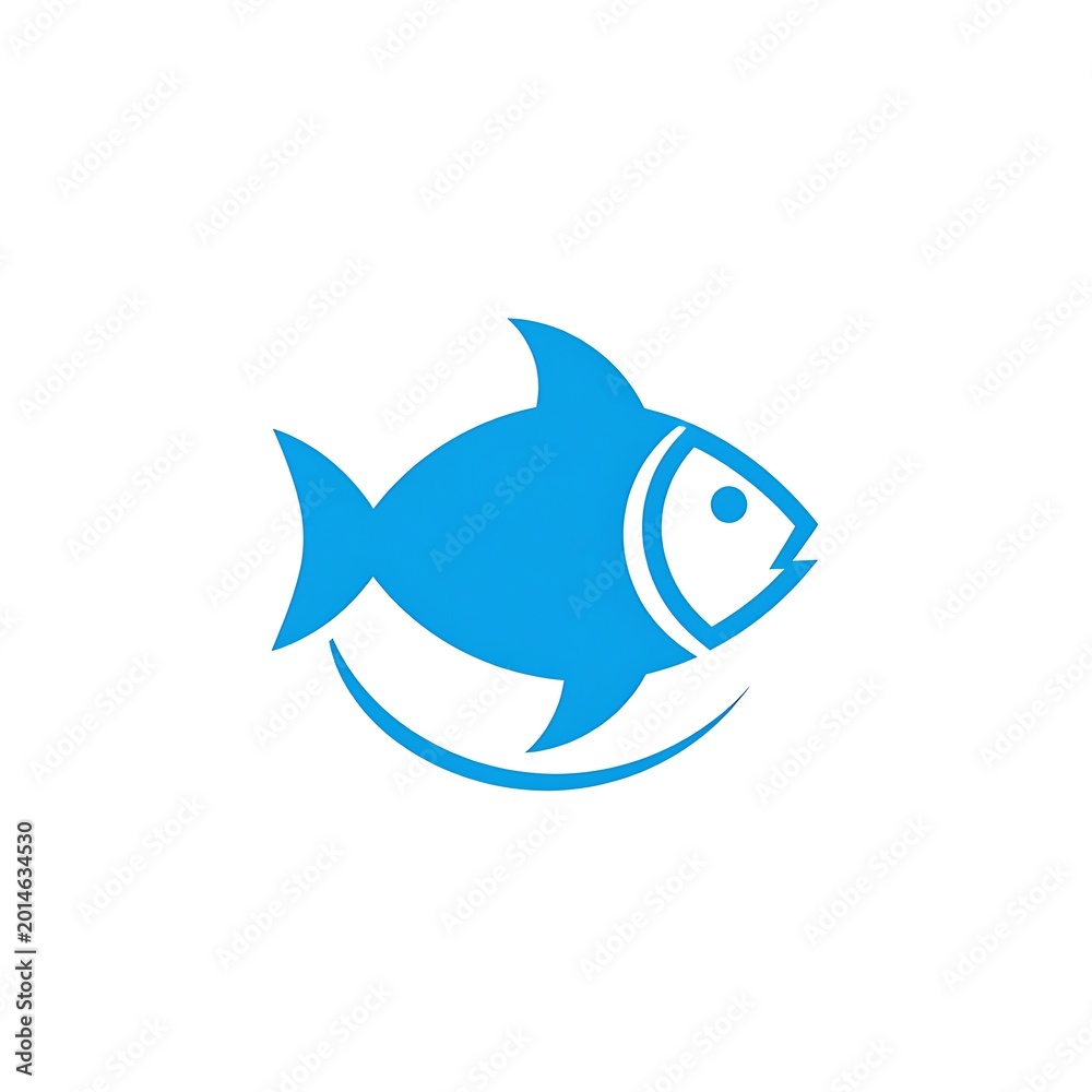 Obraz premium Blue Fish Icon Graphic Design Element.