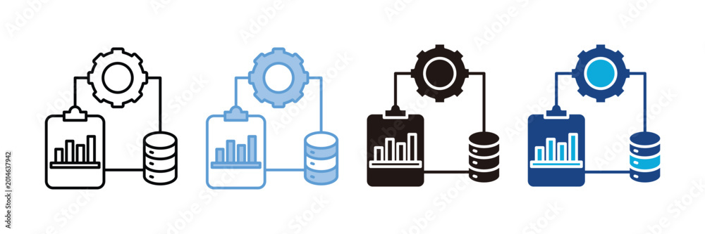 Obraz premium Process Icon Set Multiple Style Collection