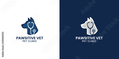 dog and stethoscope . pet care white stethoscope concept element. linear style symbol vector illustration.