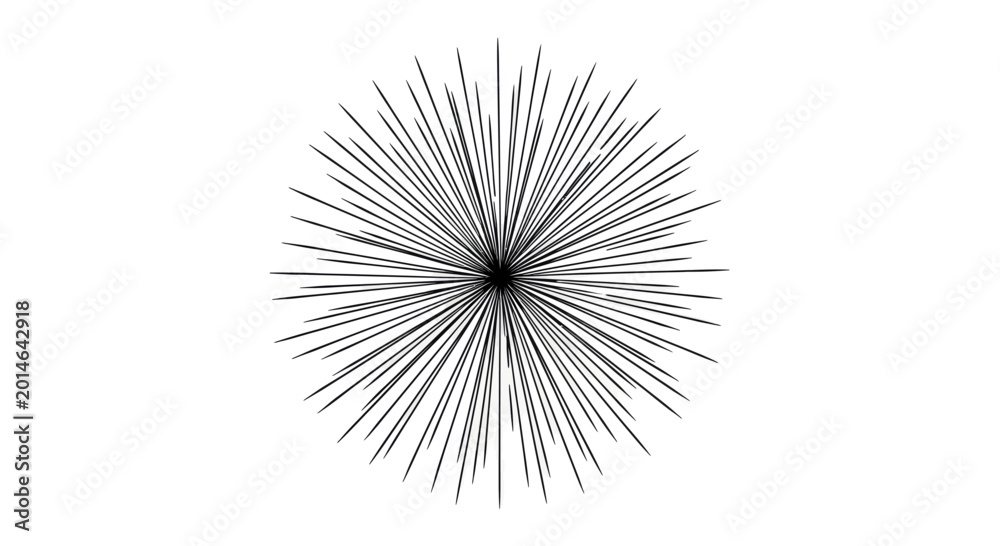 Naklejka premium A stark black, spiky, radial burst design against a white background