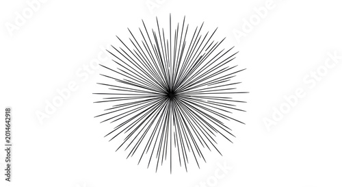 Schilderij op canvas A stark black, spiky, radial burst design against a white background