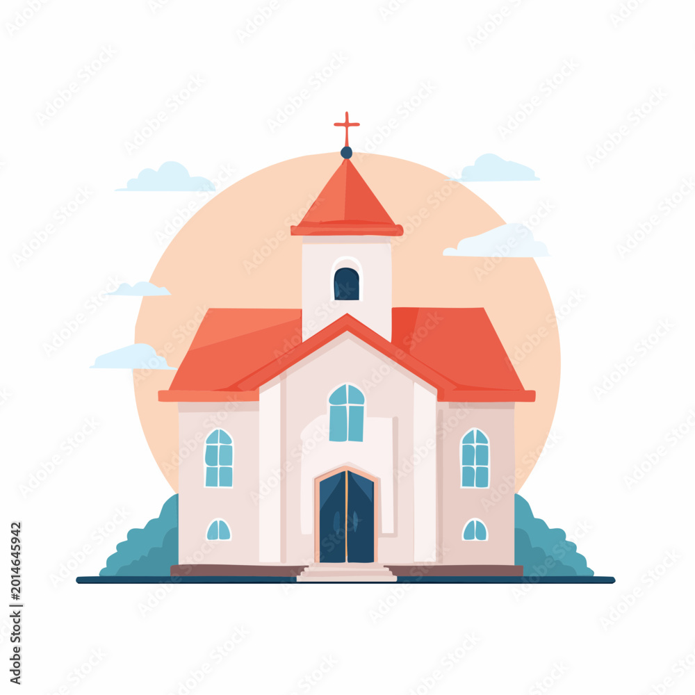 Naklejka premium Flat illustration of a church with a cross on top