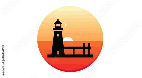 Photography Silhouette of a lighthouse on a pier against a sunset