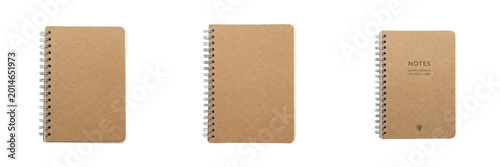 Closed Spiral Notebook with Kraft Paper Cover Isolated on Transparent Background PNG