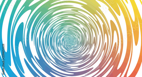 Psychedelic rainbow swirl with white brushstroke patterns radiating from center