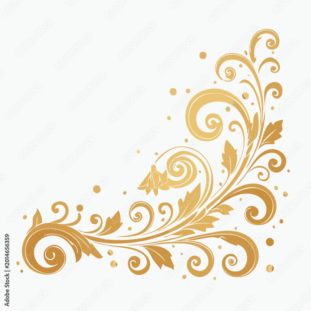 Fototapeta premium Golden Flourish Corner Design