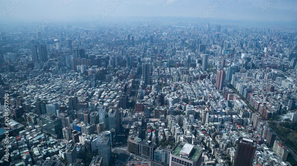 Obraz premium Panoramic view overlooking downtown Taipei