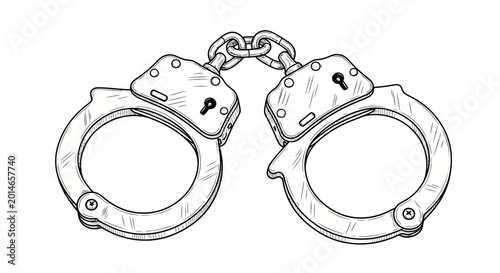 Fotografía Metal Handcuffs Illustration Isolated on White Background