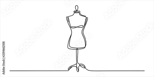 Картината върху платно Minimalist continuous single line drawing of a female tailor mannequin for cloth