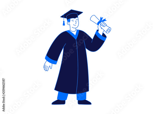 Tableau sur toile Graduate in gown with diploma