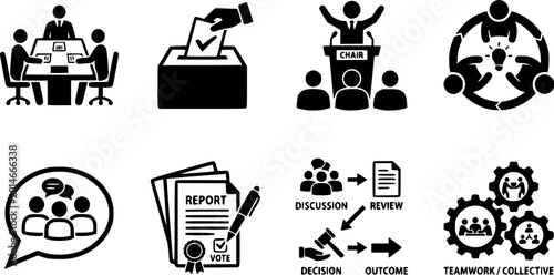 Committee icon set. Black icon on white background
