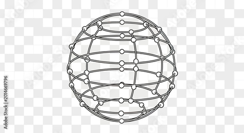 фотографія Wireframe globe with connected nodes, appearing as a schematic