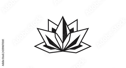 Abstract geometric black lotus flower on white background