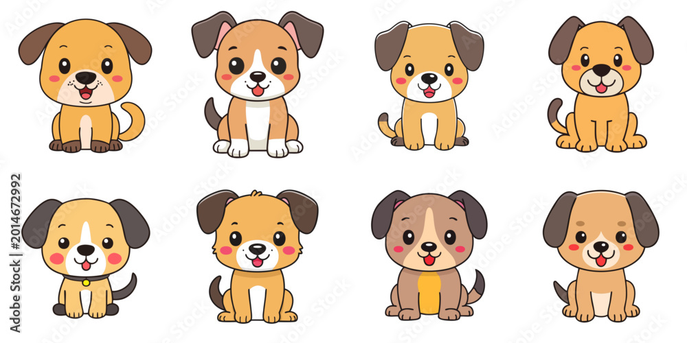 Fototapeta premium Multiple vector illustrations of cute dogs