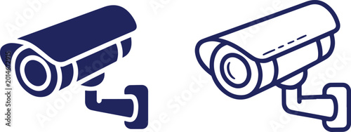 Minimalist Outdoor Security and Surveillance Camera Icon Set, Modern CCTV, Property Monitoring, and Home Safety Vector Graphics, vector, illustration, silhouette.